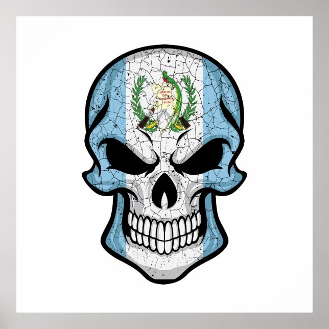 Guatemala lächelnde Schädelflagge Poster (Vorne)