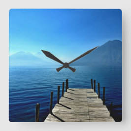 Guatemala - Lago Atitlan Sunrise Quadratische Wanduhr
