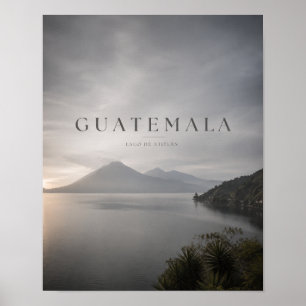 Guatemala Lago de Atitlán Moody Reise Poster