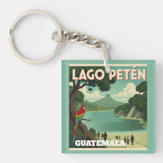  GUATEMALA LAGO PETEN Retro poster Schlüsselanhänger (Vorderseite)