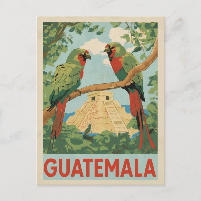 Guatemala Mayan Ruins & Tropical Birds Reisen Kuns Postkarte (Vorderseite)