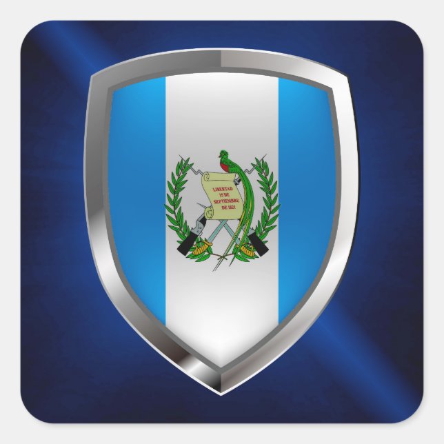 Guatemala Mettalic Emblem Quadratischer Aufkleber (Vorderseite)