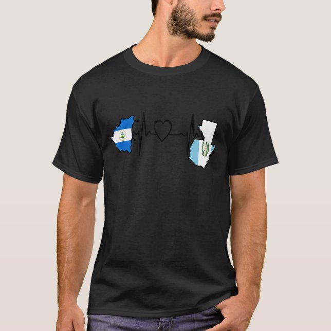 Guatemala Nicaragua Flag Guatemalan French Heartbe T-Shirt (Vorderseite)