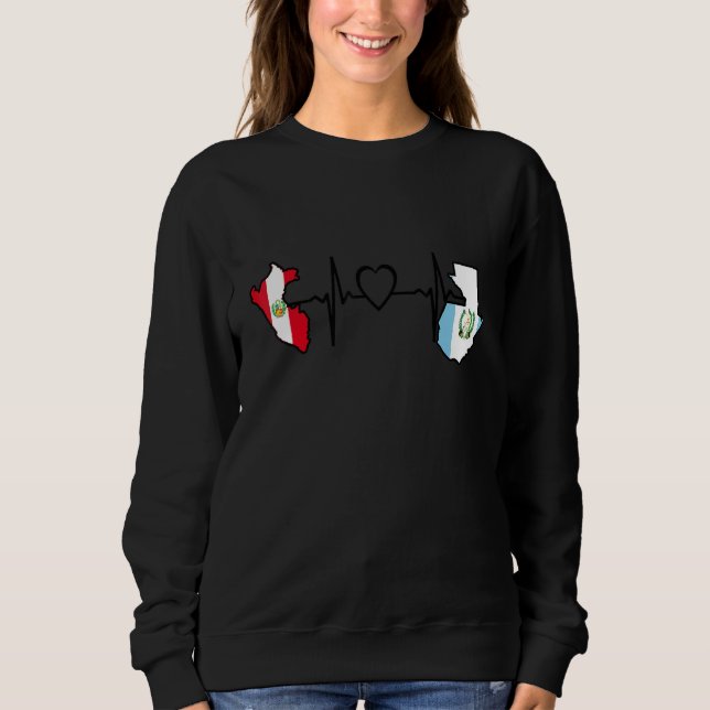 Guatemala Peru Flag Guatemalan Peruvian Heartbeat  Sweatshirt (Vorderseite)