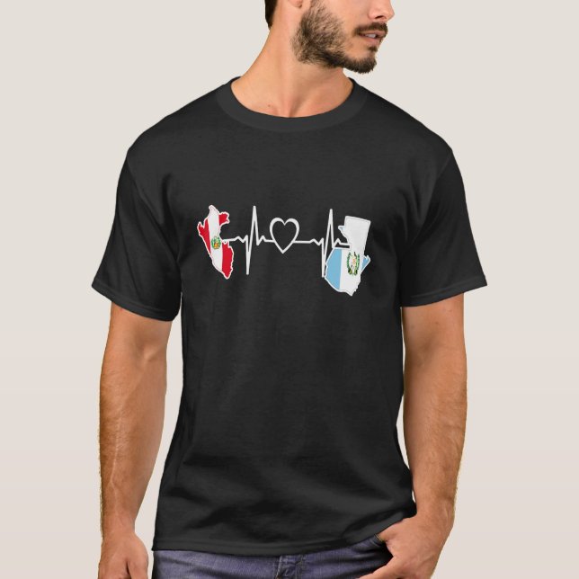 Guatemala Peru Flagge Guatemala Peruanischer Herzs T-Shirt (Vorderseite)
