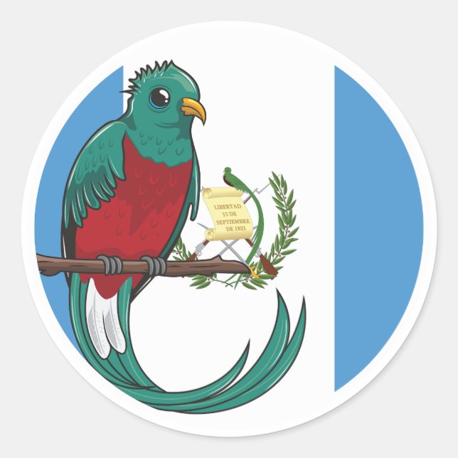 Guatemala-Quetzal-Guatemala-Nationalflagge Runder Aufkleber (Vorderseite)