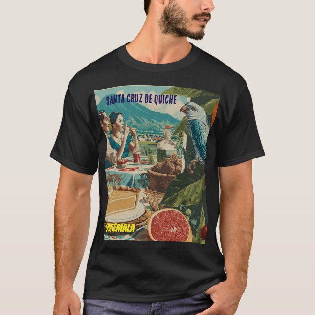 GUATEMALA, SANTA CRUZ DEL QUICHE Retro poster T-Shirt (Vorderseite)