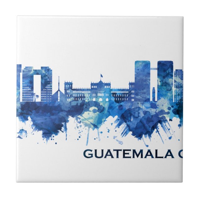 Guatemala Stadt Guatemala Skyline Blue Fliese (Vorderseite)