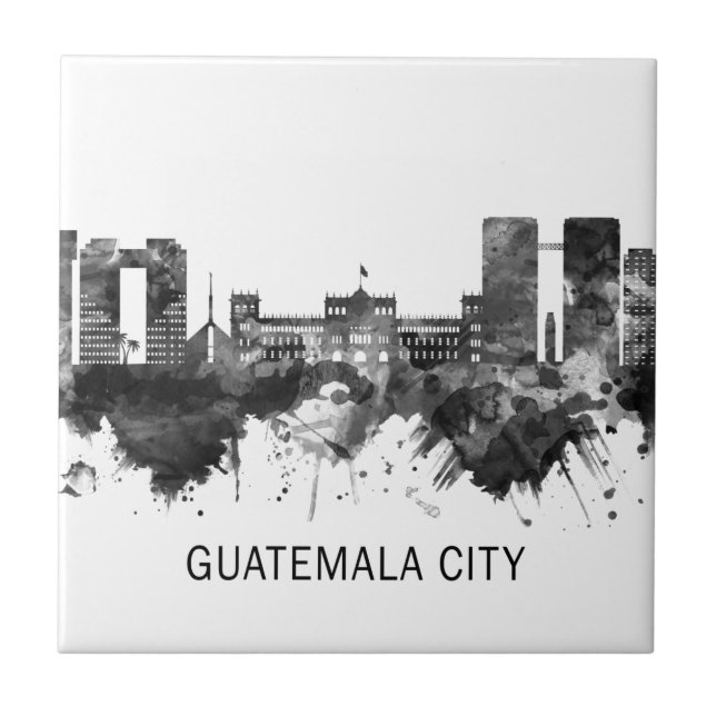 Guatemala Stadt Guatemala Skyline BW Fliese (Vorderseite)