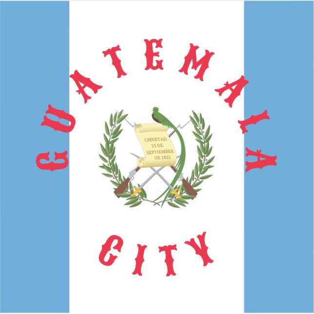 Guatemala-Stadtflagge und -überwurf von Arms Quetz Aufkleber (Vorderseite)