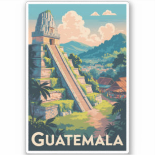 Guatemala Tikal Nationalpark Illustration Travel Aufkleber