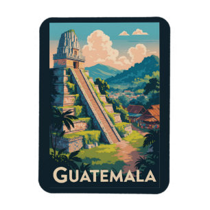 Guatemala Tikal Nationalpark Illustration Travel Magnet