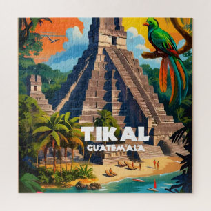 Guatemala Tikal Temple Vintage Retro
