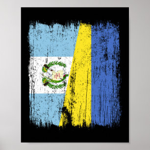 Guatemala Ukraine Halbflagge guatemaltekisch ukrai Poster