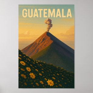 Guatemala Vintage Travel Poster - Vulkan Wand an W