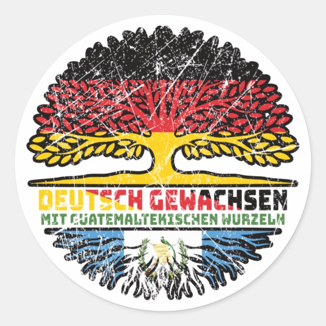 Guatemaltekisch Deutsch Deutschland Baum Runder Aufkleber (Vorderseite)
