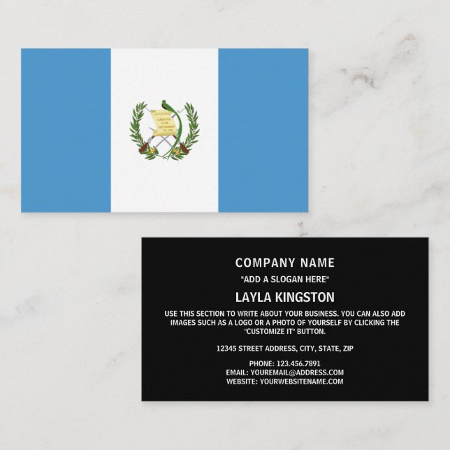 guatemaltekische Flagge, Flagge Guatemalas Visitenkarte (Vorne/Hinten)