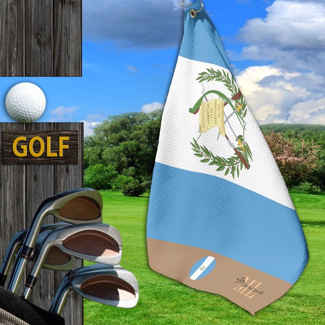 Guatemaltekische Flagge & Guatemala mit Monogramm  Golfhandtuch (Von Creator hochgeladen)