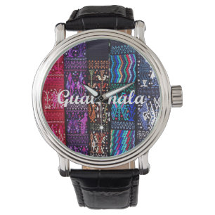 guatemaltekische Textildesigns. Armbanduhr