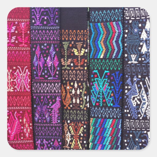 guatemaltekische Textildesigns Quadratischer Aufkleber (Vorderseite)