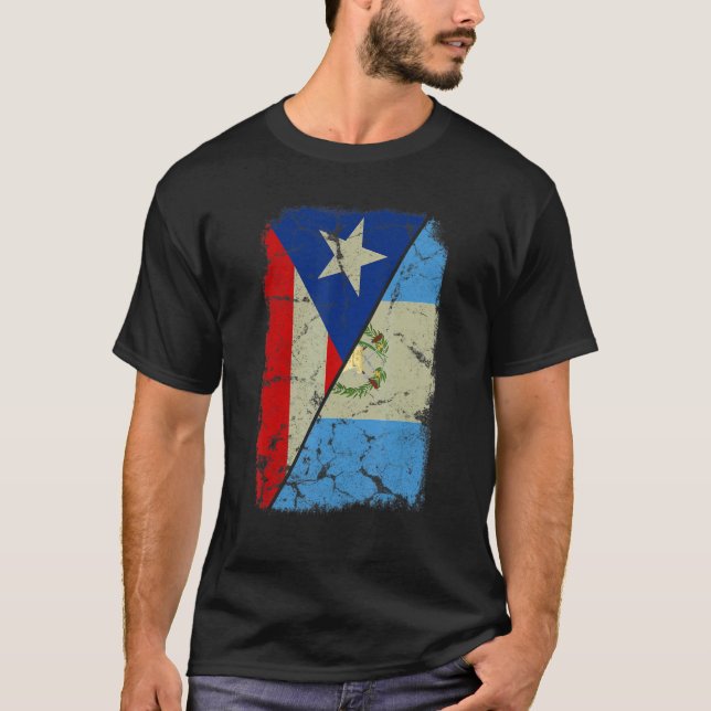 Guatemaltekische und puerto-amerikanische Flagge - T-Shirt (Vorderseite)