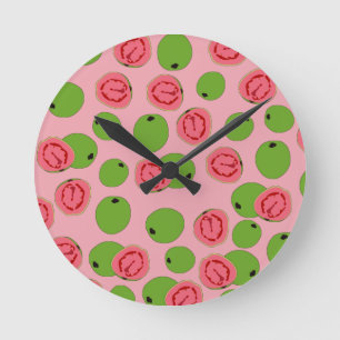 Guava Fruit Pattern Runde Wanduhr