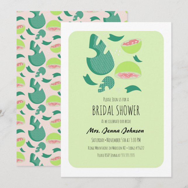 Guava Fruit Pink Green Brautparty Einladung (Vorne/Hinten)