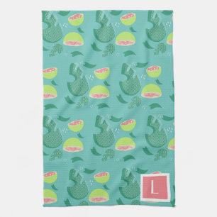 Guava Greenery Pink Green Fruit Pattern Geschirrtuch