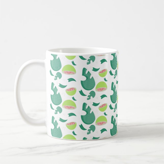 Guava Greenery Pink Green Fruit Pattern Kaffeetasse (Links)