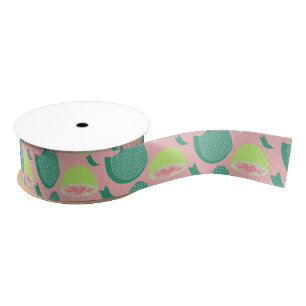 Guava Greenery Pink Green Fruit Pattern Ripsband