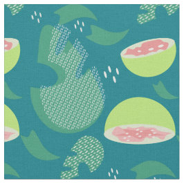 Guava Greenery Pink Green Fruit Pattern Stoff