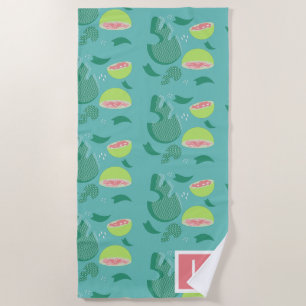 Guava Greenery Pink Green Fruit Pattern Strandtuch