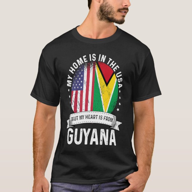 Guayanese American Patriot Grown Proud Zuhause USA T-Shirt (Vorderseite)