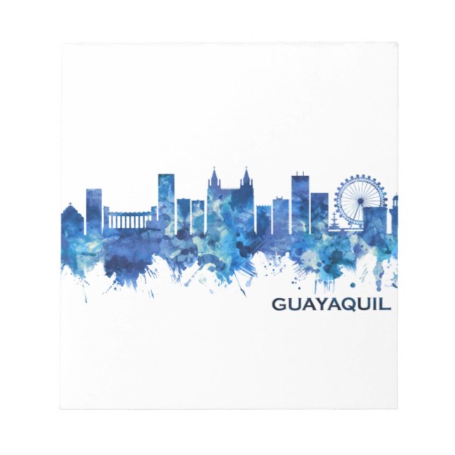 Guayaquil Ecuador Skyline Blue Notizblock (Vorderseite)