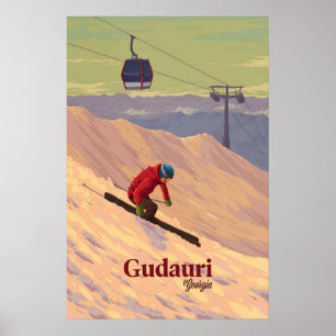 Gudauri Georgien Skigebiet Reiseplakat Poster