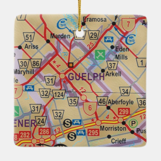Guelph Ontario Karte Keramikornament (Rückseite)