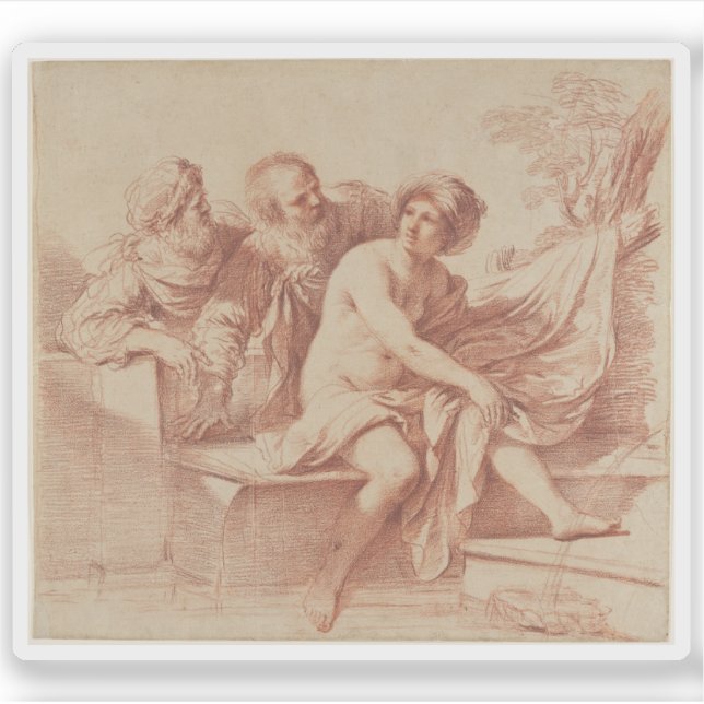 Guercino - Susannah und die Ältesten Aufkleber (Vorderseite)