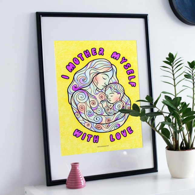 Guérir la fête des mères Affiche colorante (Self-Love Affirmation Coloring Poster For Mother's Day)
