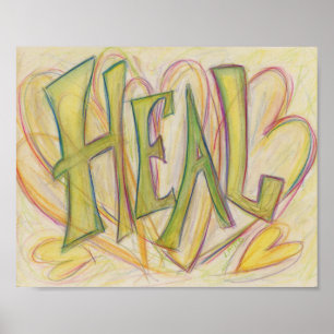 Guérir les coeurs Word Art Inspiration Poster Impr