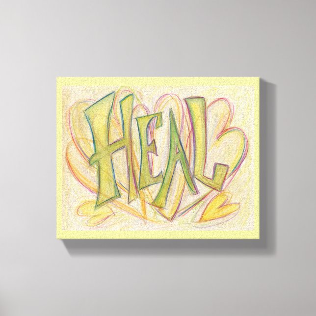 Guérison Coeur Word Art Peinture Toile Enveloppée  (Recto)