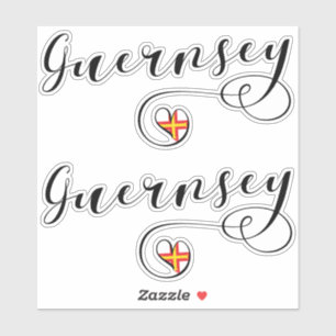 Guernsey Flag Herz-Script Design Aufkleber