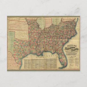 Guerre civile États du Sud Carte de J. Lloyd (1862