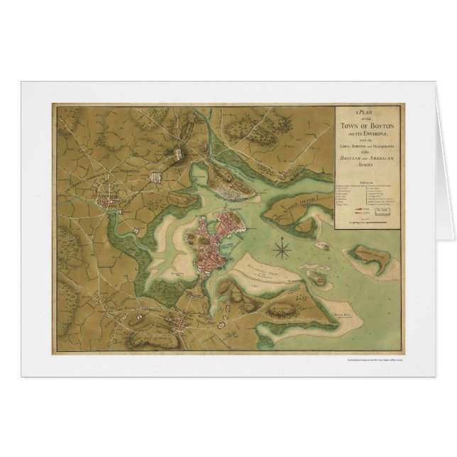 Guerre dans la carte de Boston - 1776 (Devant horizontal)