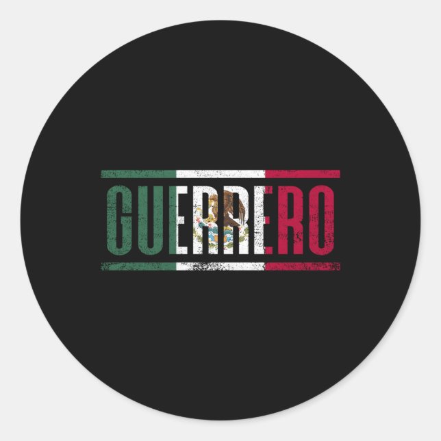 Guerrero Con La Bandera De Mã©Xico Runder Aufkleber (Vorderseite)