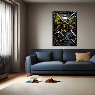 Guerrier en armure noire   AI Art Poster