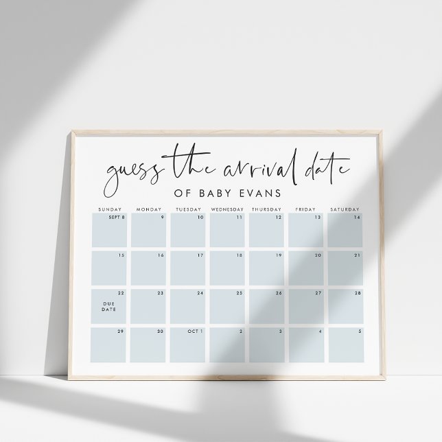 Guess Baby's Arrival Date Baby shower Poster du je (Créateur téléchargé)