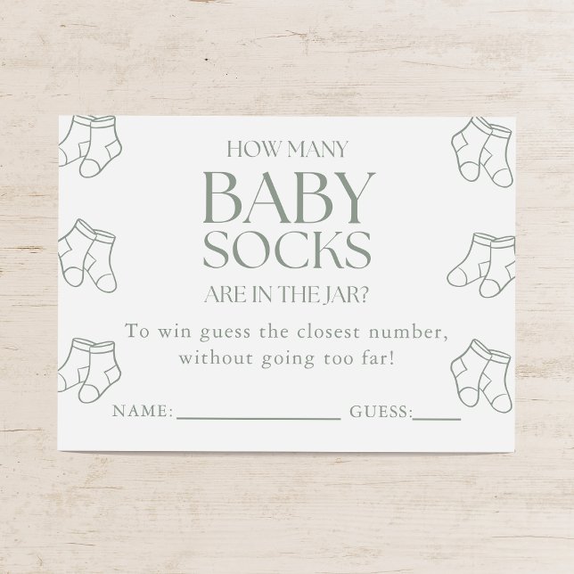Guess How Many Baby Socks Sage Baby Shower Game Begleitkarte (Von Creator hochgeladen)