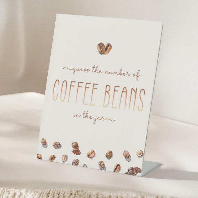 Guess How Many Coffee Beans Bridal Shower Pedestal Sockelschild (Fun Coffee Themed Bridal Shower Game)