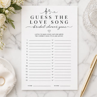 Guess the Love Song Bridal Shower Game Card Flyer