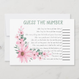 Guess The Number Bridal Shower Game Pink Flowers Mitteilungskarte